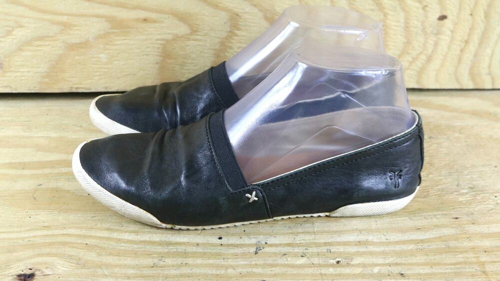 Frye Shoes Womens 6.5M Black Leather Melanie Slip On Loafers Flats